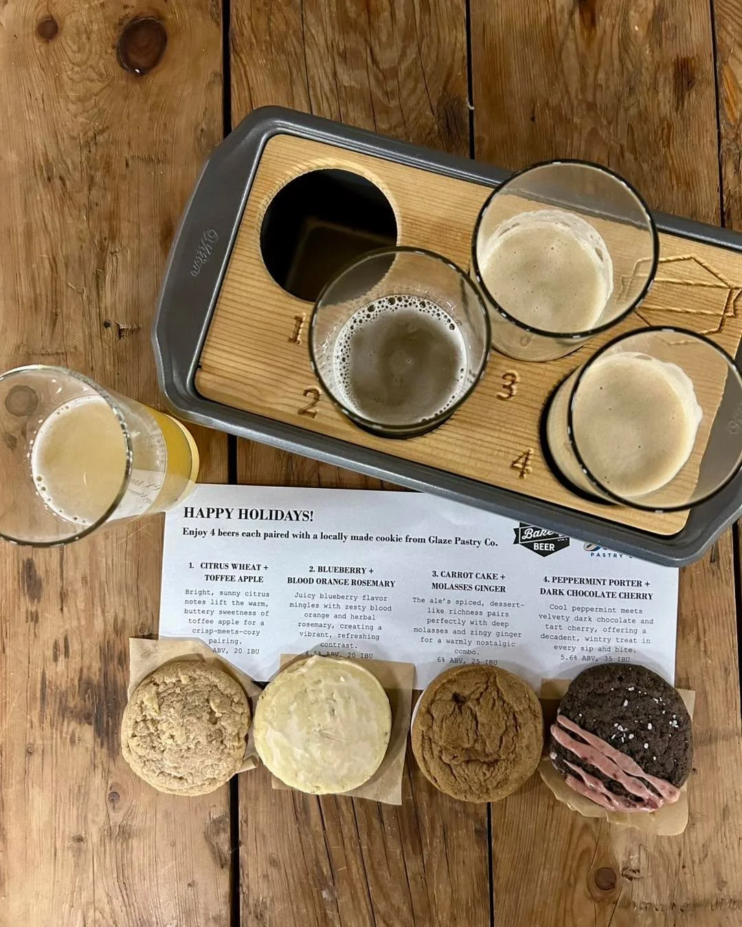The holidays are really here - New holiday cocktail menu launched this week! Holiday cookie and beer pairing flights with glazepastryco are amazingly delicious!  The Harvest Market goes from 11:30-3:30 tomorrow!  There is probably more, but I forgot 
