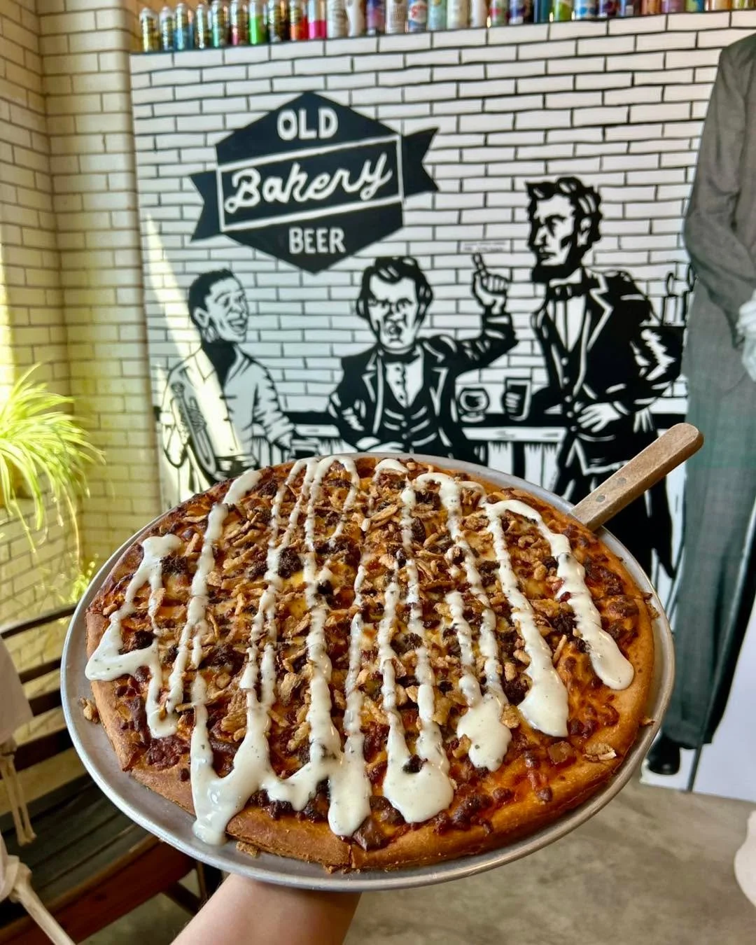 Happy Pizza Thursday!  Today&rsquo;s specialty pizza is a bacon cheeseburger &lsquo;za topped with burger sauce, American cheese, mozzarella, ground beef, bacon, crispy onions, and ranch 🍔 🍕
