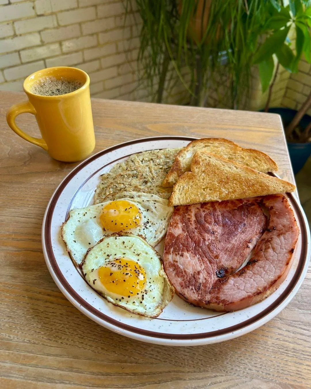 Happy Sunday!  Brunch is served every Sunday from 10-2.

Today&rsquo;s brunch special is a Seared Ham Steak served with two eggs, hashbrowns, and toast for $11

Today is our final day for this seasons menu!  So, just a heads up that we may be running