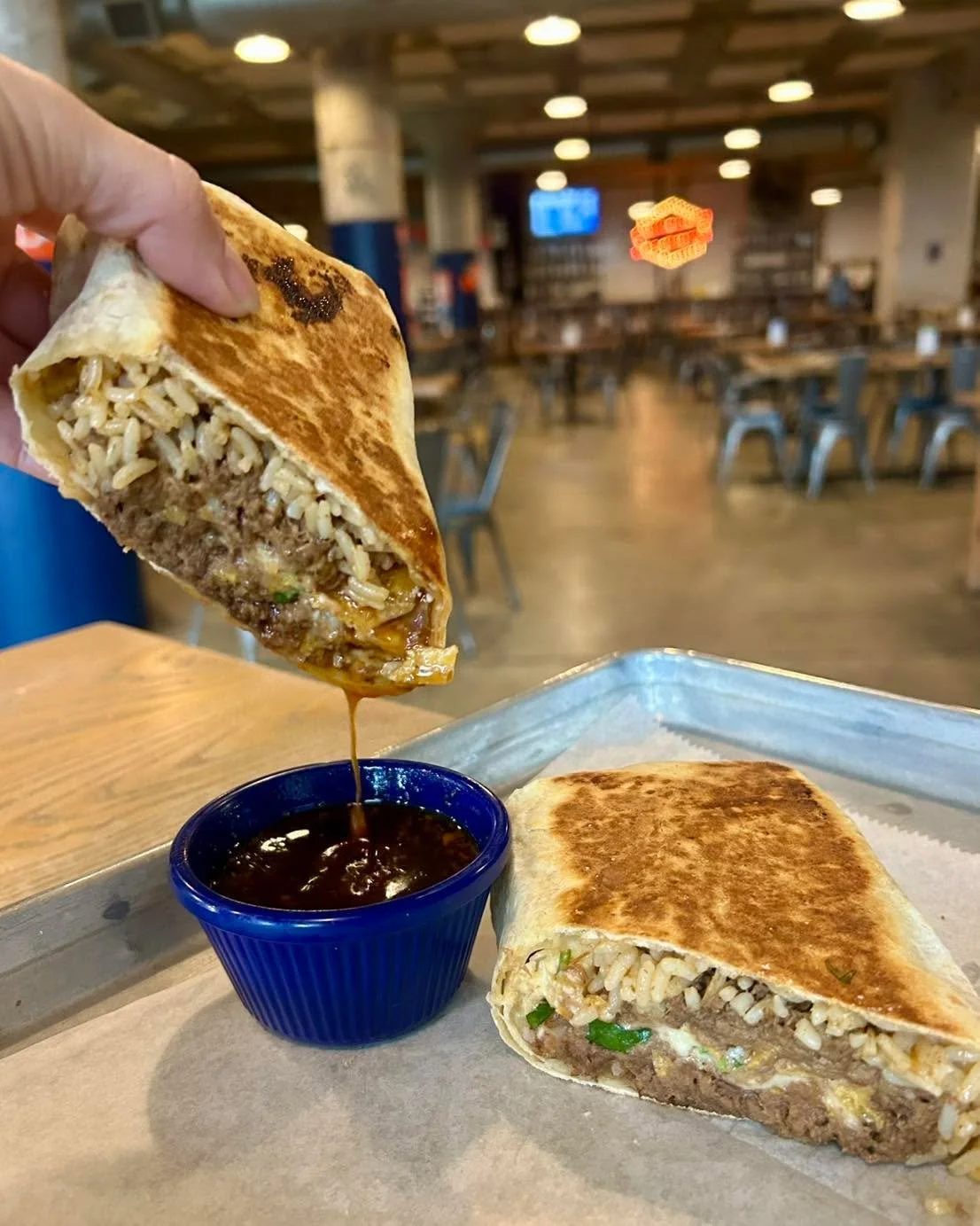 Are you enjoying the summer menu so far? 

This is our new take on Quesabirria - the Birria Burrito!  A flour tortilla filled with braised short rib, Cotija cheese, queso, rice, and cilantro, grilled until crispy, and served with a side of consomm&ea