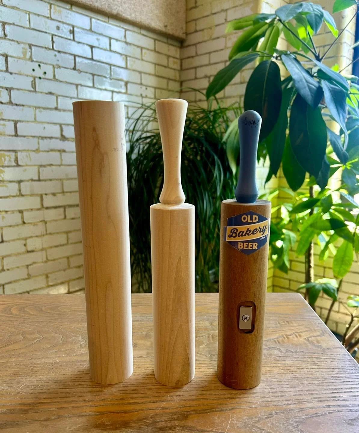 Can you turn these into these and then into these?  Great!

Seeking a wood worker to start making our tap handles for us.  Please send me an email at lauren@oldbakerybeer.com if you&rsquo;re interested and available!