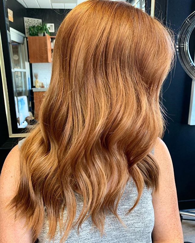 Talk about fall hair inspo 😍 Took this gal back to her natural ❤️🧡💛 .
.
.
.
Wish I got a before pic buttt we have been highlighting her hair for the summer so I decided to just use all Demi color to create this look.
.
FORMULA: Filled with 7CC+8WG redden shades eq gloss then I used 6CB+6RB+7CC #shadeseqgloss to create the color we were going for. She wanted a richer red than her natural which is more of a strawberry blonde.