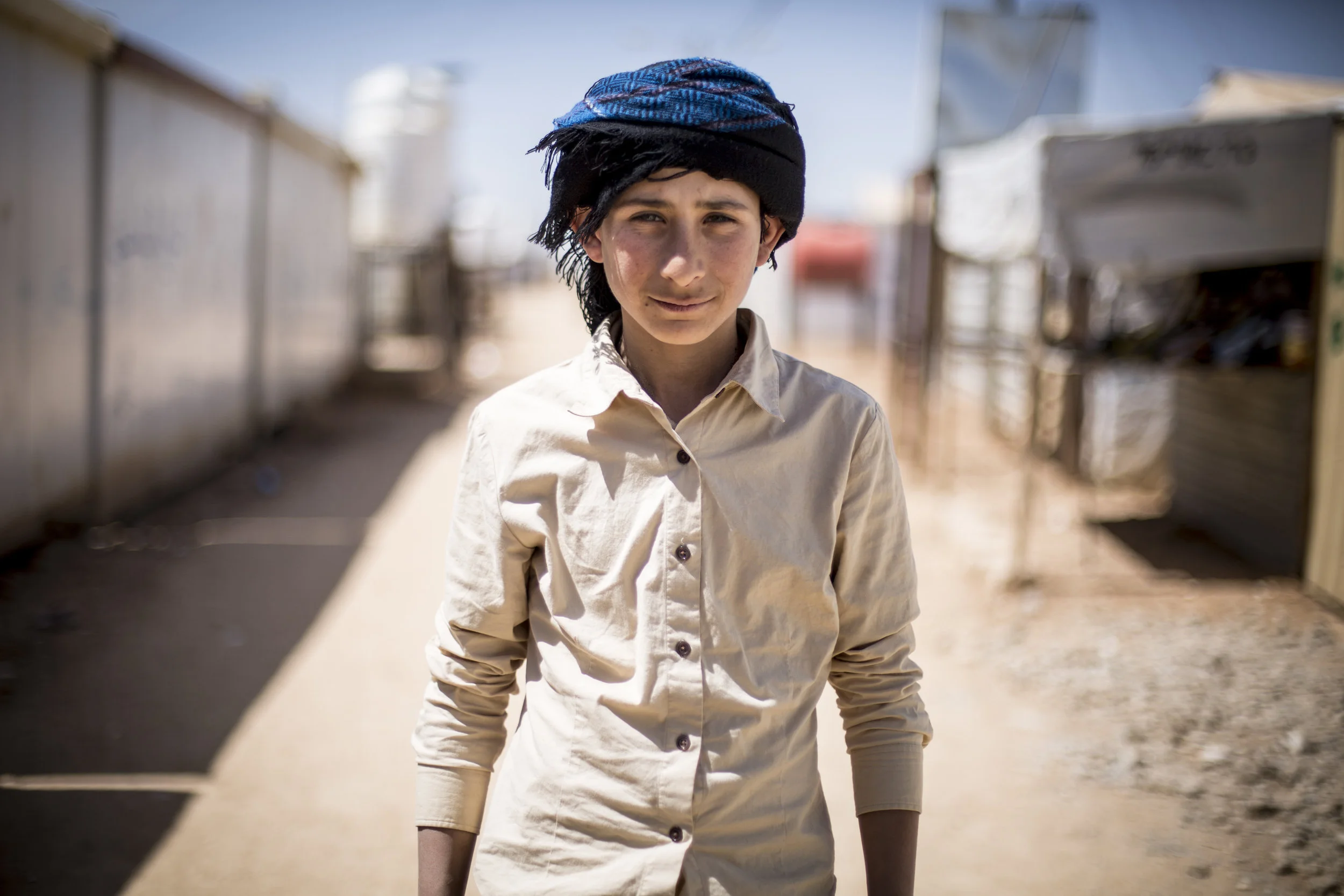 04.05.2016 Inside the Zaatari Refugee Camp Al Samara, age 15, of Al-Sawra, Syria. Al Samara, his sister, three brothers, mother and father fled Syria nearly 4 years ago and have been living in Zaatari ever since.
