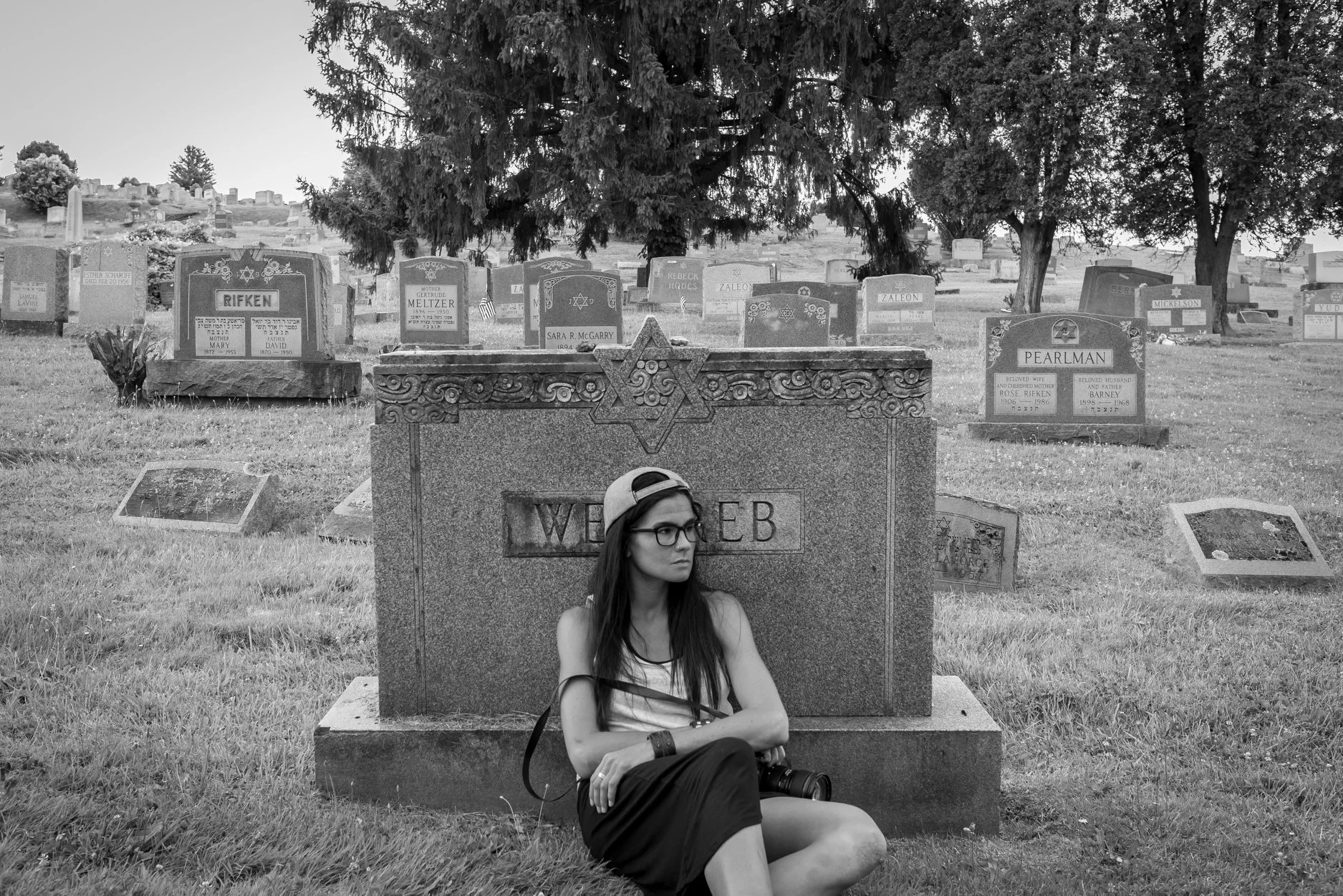 My first assignment was a self-portrait; I was and continue to be drawn to the cemetery near my house.