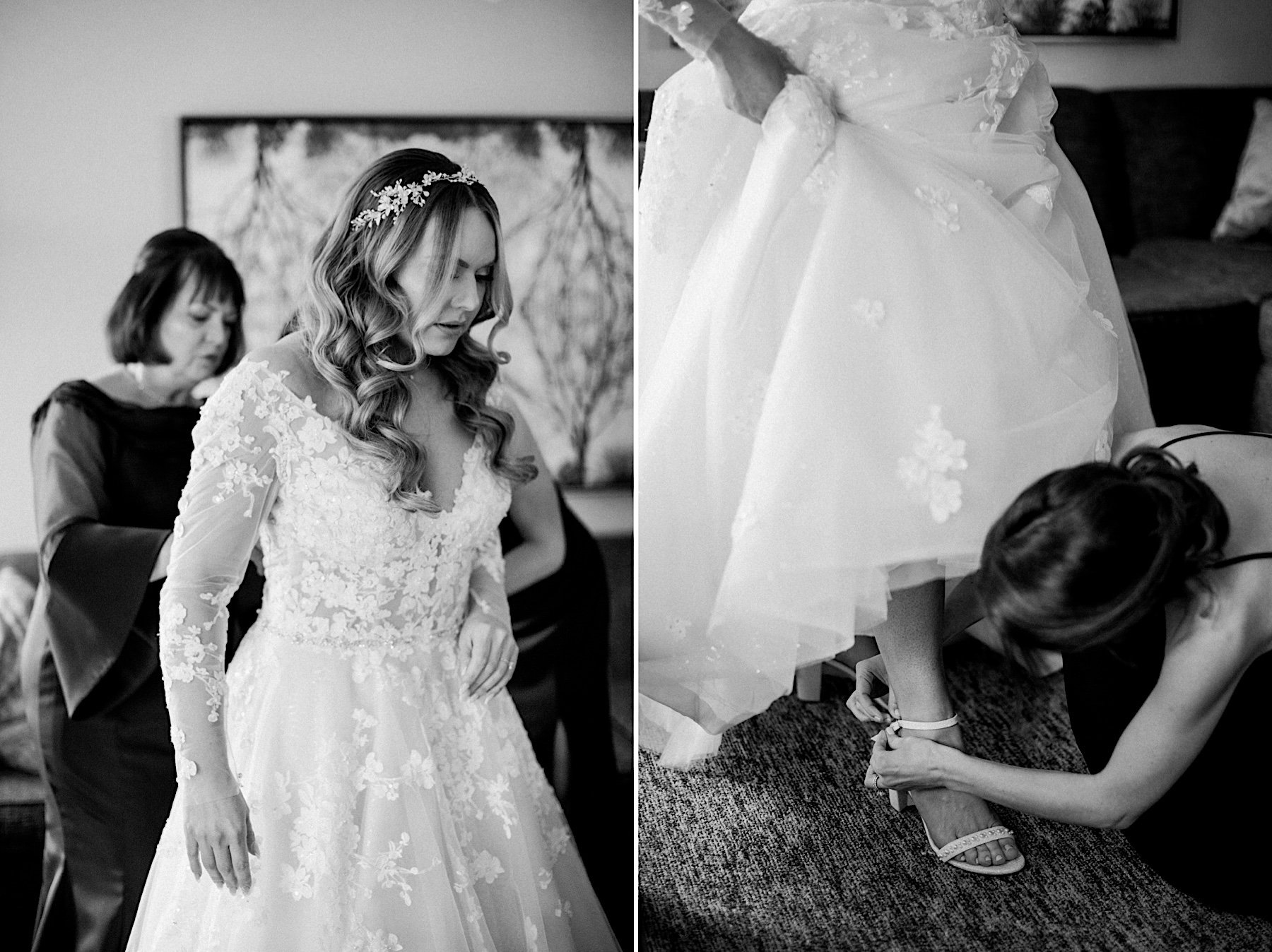 35_bride getting into wedding dress before jersey city wedding.jpg