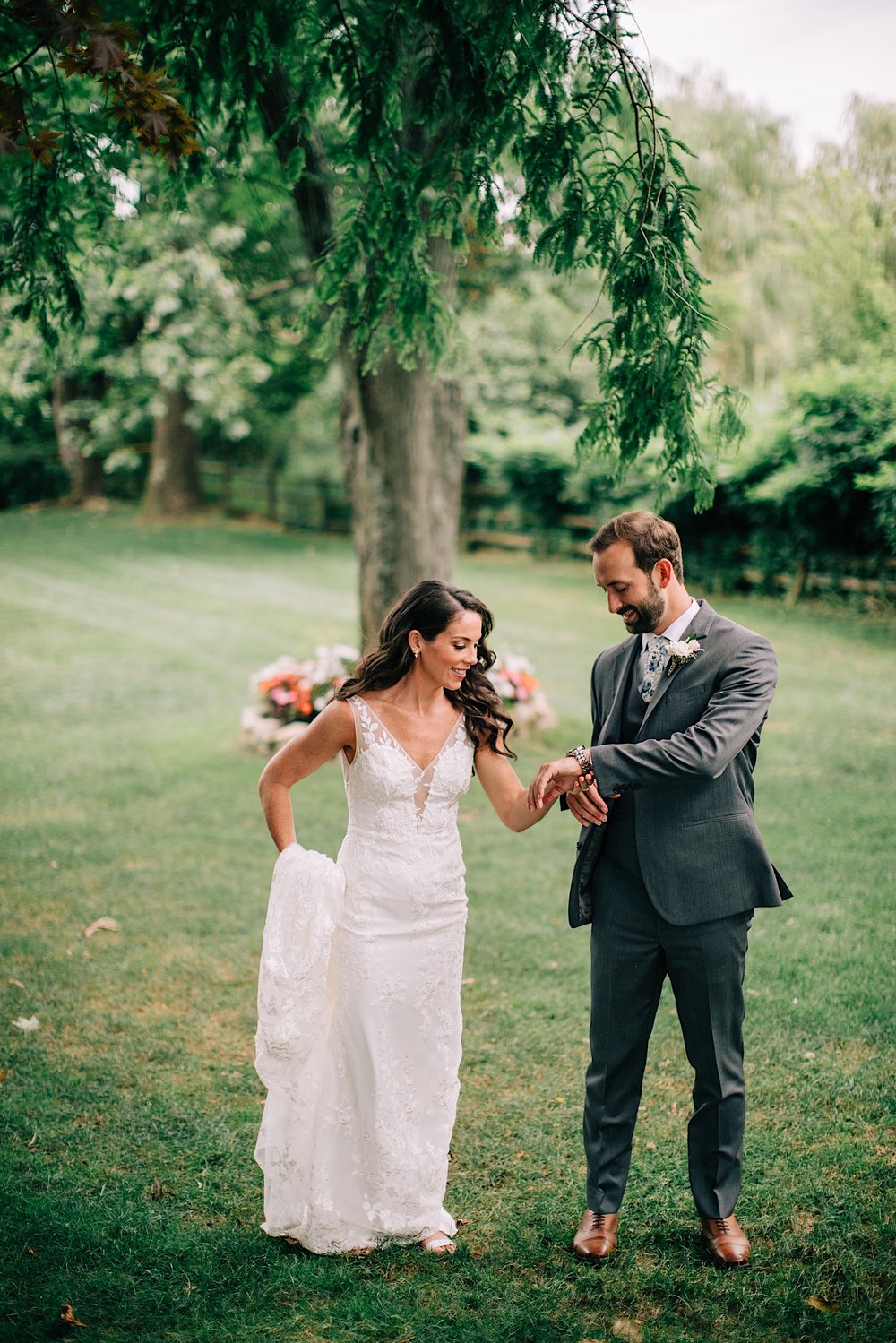 49_bride and groom at first look cross keys estate.jpg