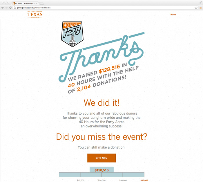 40 for 40 fundraiser logotype on website / collaboration with Kevin Rathge / 2014
