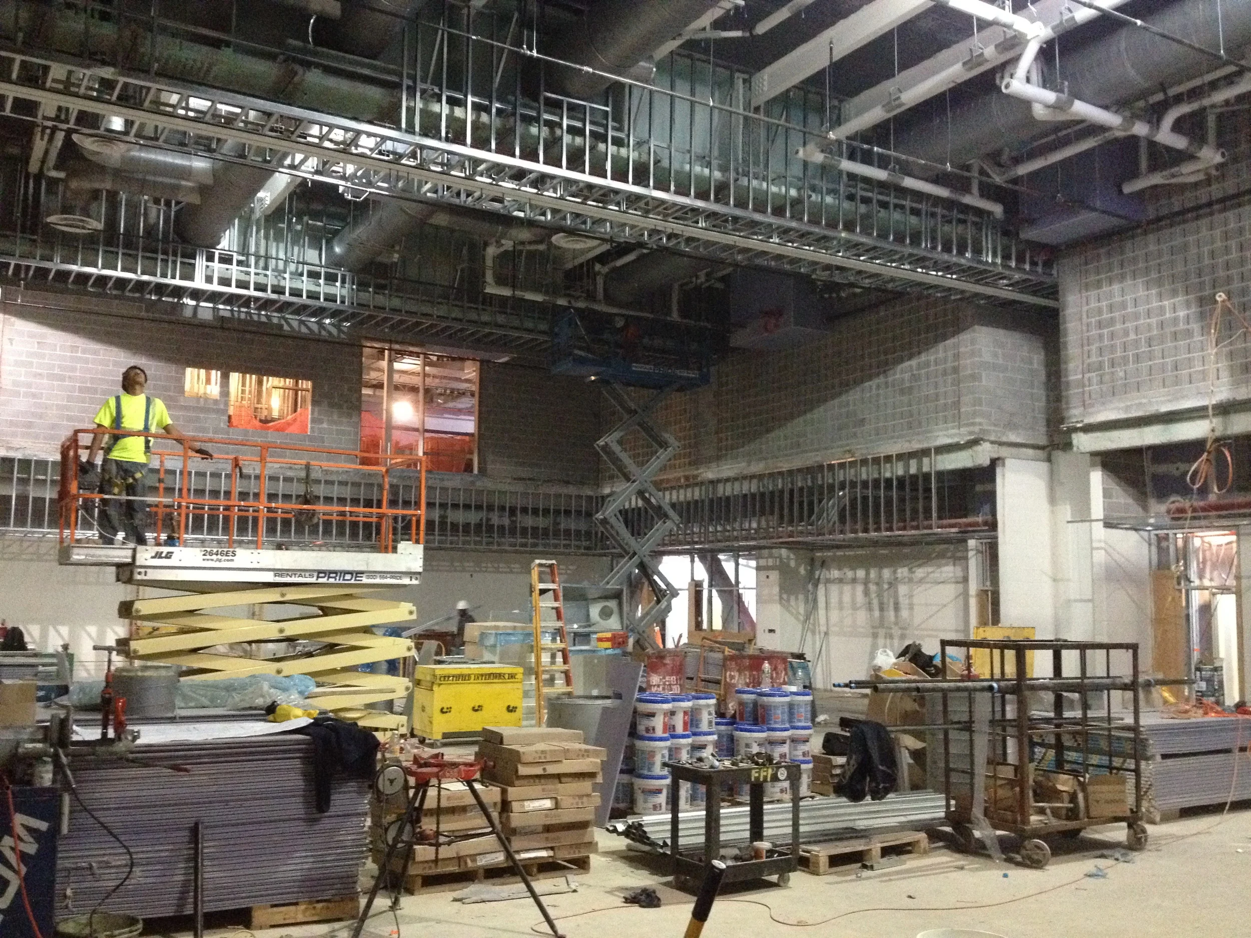 Gymatorium. Lobby overlook visible upper center
