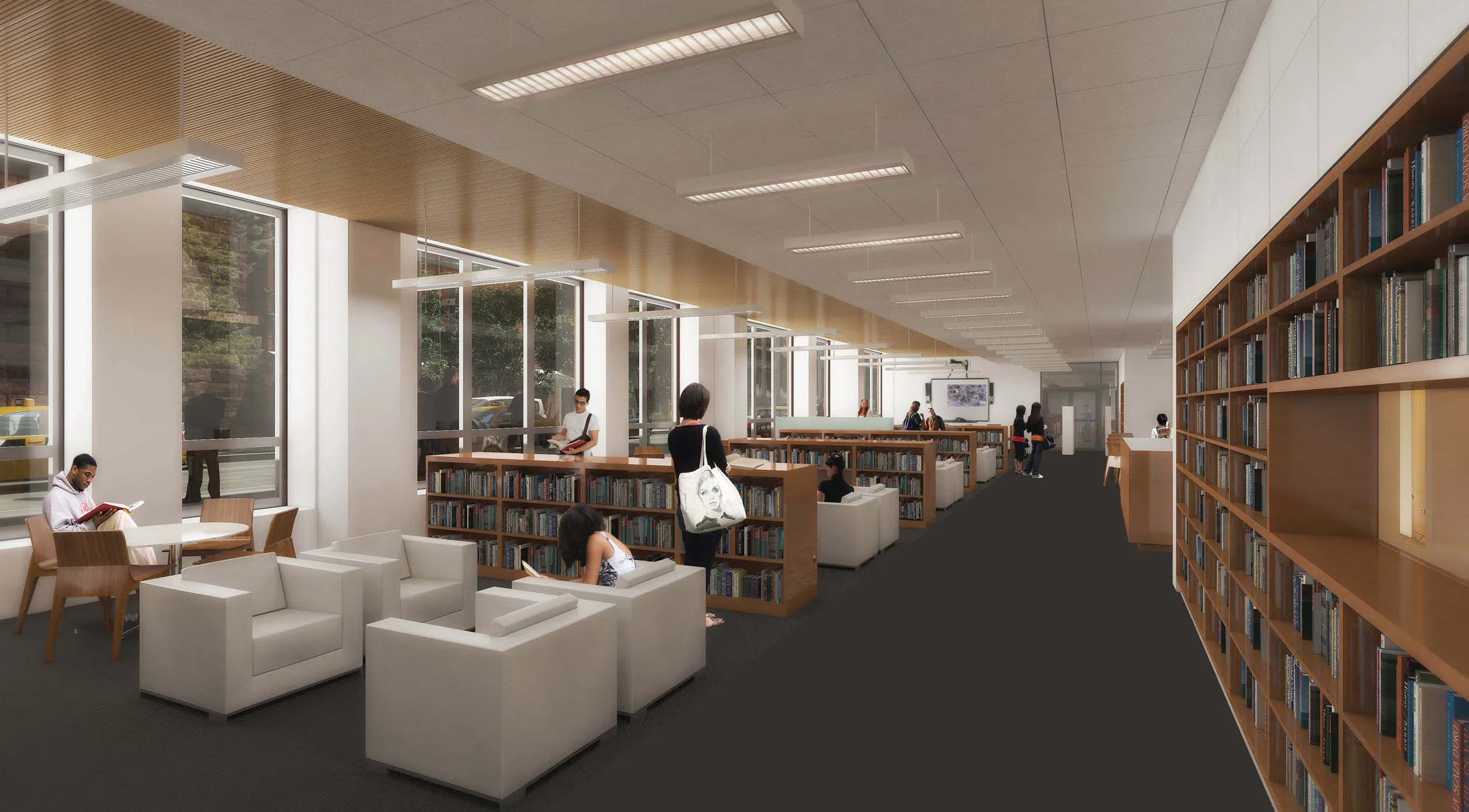Library and media center facing the street