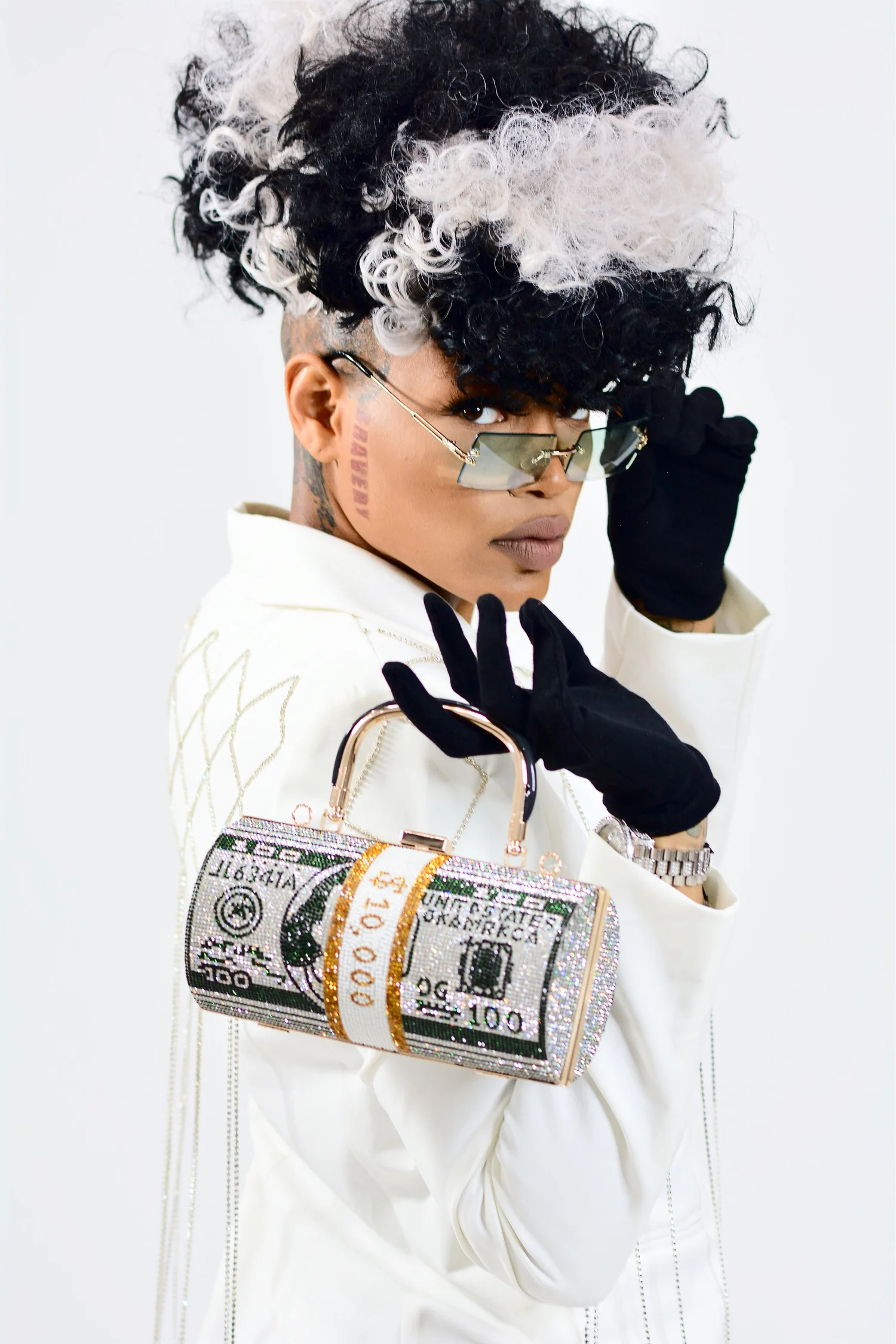 Londynn B editorial portrait in a white jacket