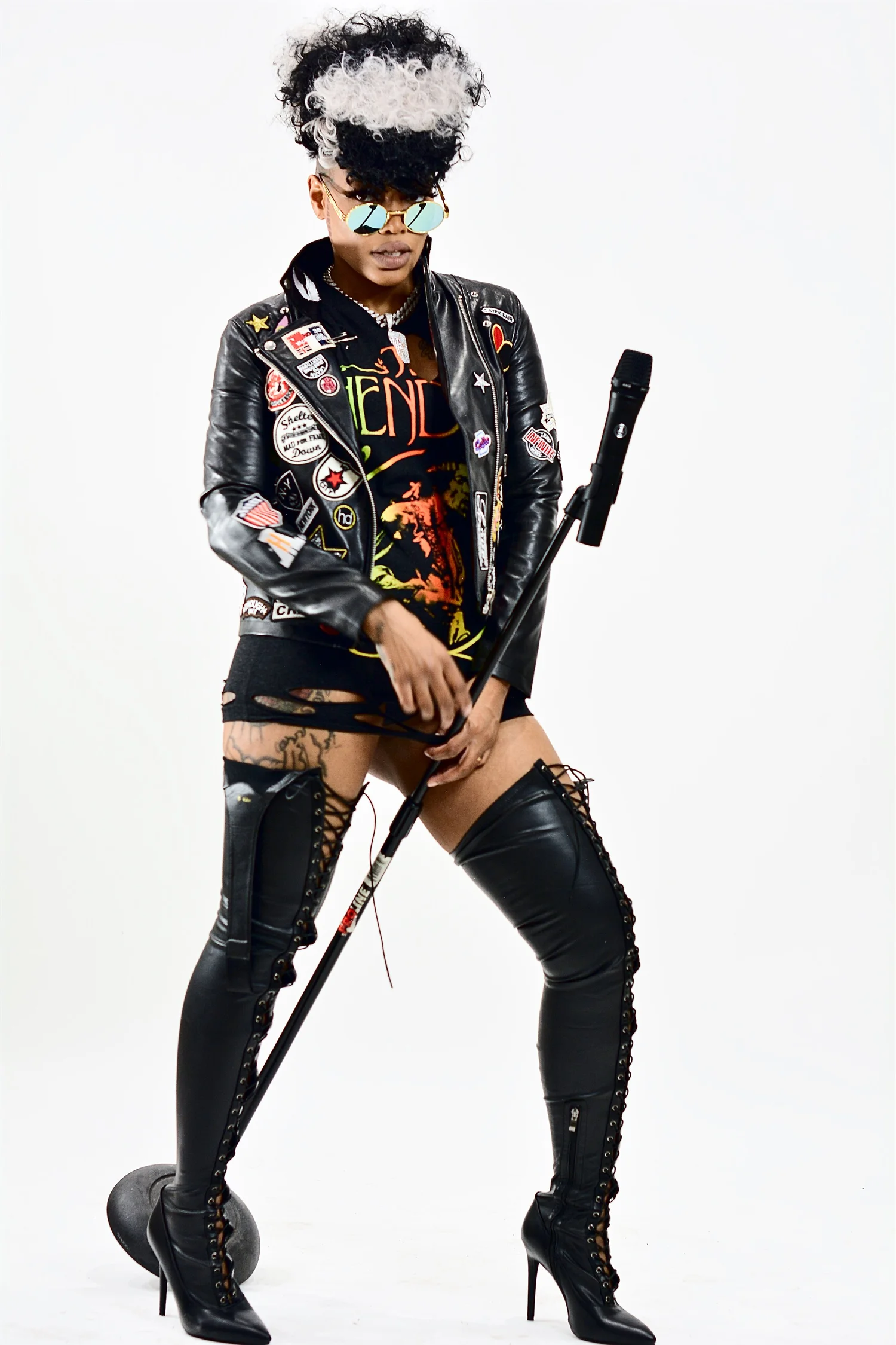 Londynn B fashion portrait with microphone