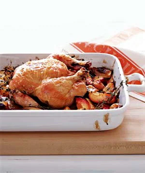 Roasted Chicken and Peaches