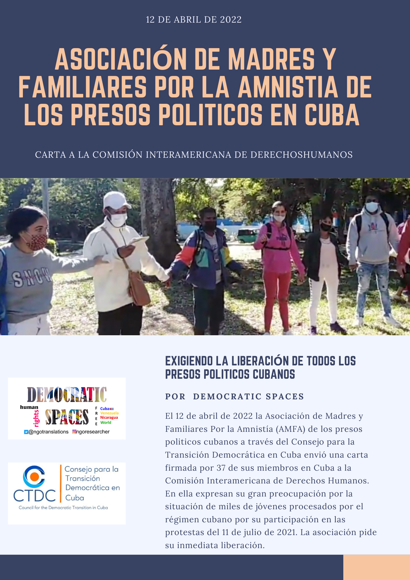Carta de Madres y Familiares de Presos Politicos por la Amnistía a la Comision Interamericana de Derechos Humanos