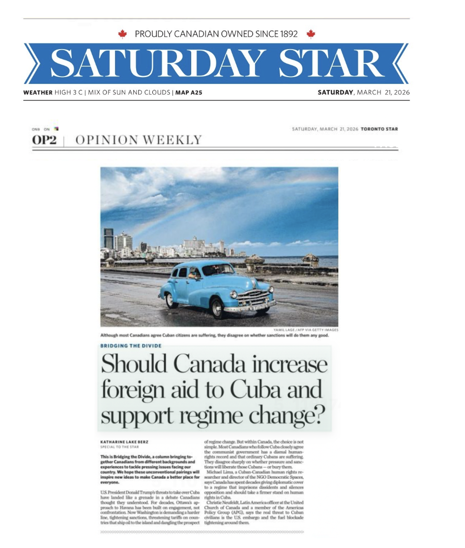 Toronto Star Debate: Michael Lima Calls for a Rethink of Canada’s Cuba Policy