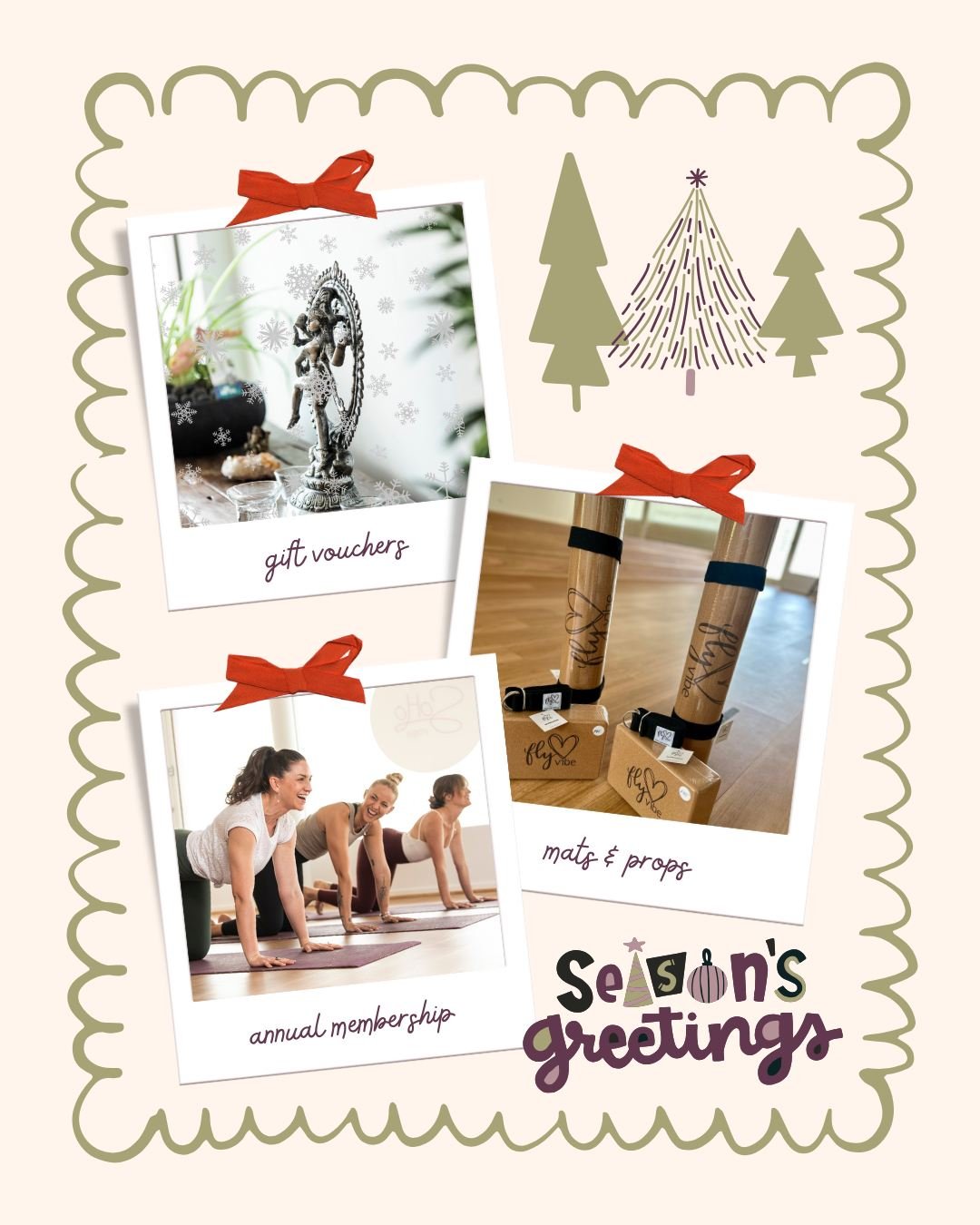 🎄 'Tis the Season to be Thoughtful 🎄

Be a conscious consumer. Avoid excess. Buy local. Buy sustainable. Support small businesses. 

Give the gift of yoga, of mindfulness, of some simple breathing space, to a loved one this Christmas.

✨ Gift Vouch