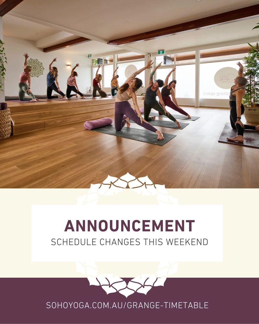 Reminder of a few class cancellations this weekend to accommodate our 200Hr Yoga Teacher Training. Remaining classes will fill quickly so book early to secure your spot!

> Sat 25 Apr 4.00pm Slow Flow - CANCELLED
> Sun 26 Apr 9.00am VinYin - CA