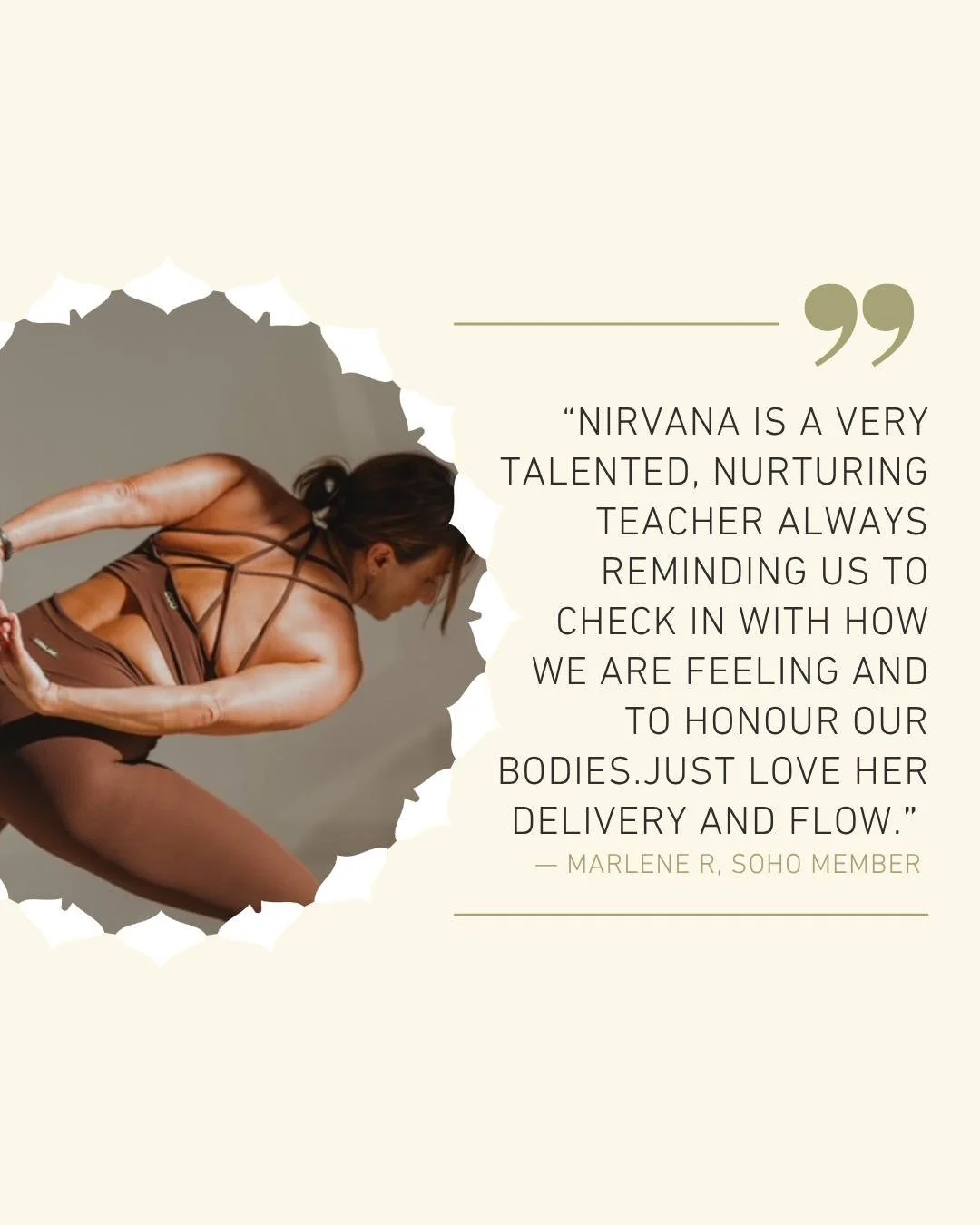 ⭐⭐⭐⭐⭐

"Nirvana is a very talented, nurturing teacher always reminding us to check in with how we are feeling and to honour our bodies. Just love her delivery and flow. Thank-you." ~ Marlene R

For those of you who enjoy a stronger yoga asa