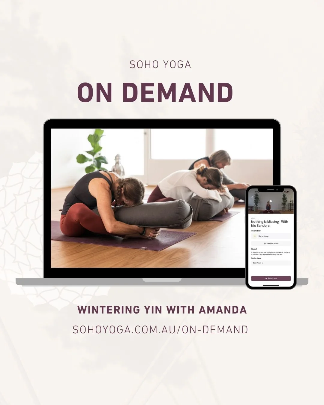 NEW on SoHo@Home . . . Wintering Yin for the Water Element with Amanda.

According to the principles of Traditional Chinese Medicine (TCM) upon which Yin yoga is based, winter is associated with the water element and the Kidney and Urinary Bladder me