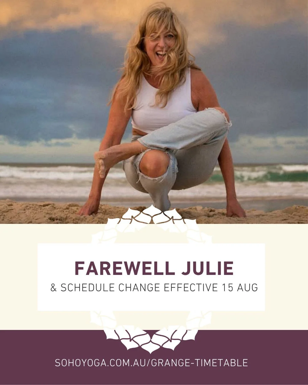 After 12 months of bringing Functional Flow to Satruday mornings at SoHo, we're sad to announce that @juliesmerdon has decided to reclaim her weekends for herself.

It has been such an honour to host Julie at SoHo. As one of Brisbane's most experienc