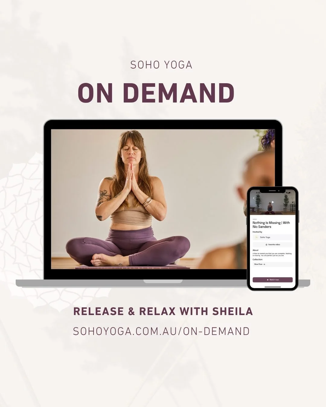 ✨ NEW On SoHo@Home | Release &amp; Relax for Recovery with Sheila ✨

A gentle flow, stretch &amp; relaxation for days when you are feeling tired and achy or just need a little TLC for body, mind &amp; spirit. 

SoHo@Home is our yoga-on-demand platfor