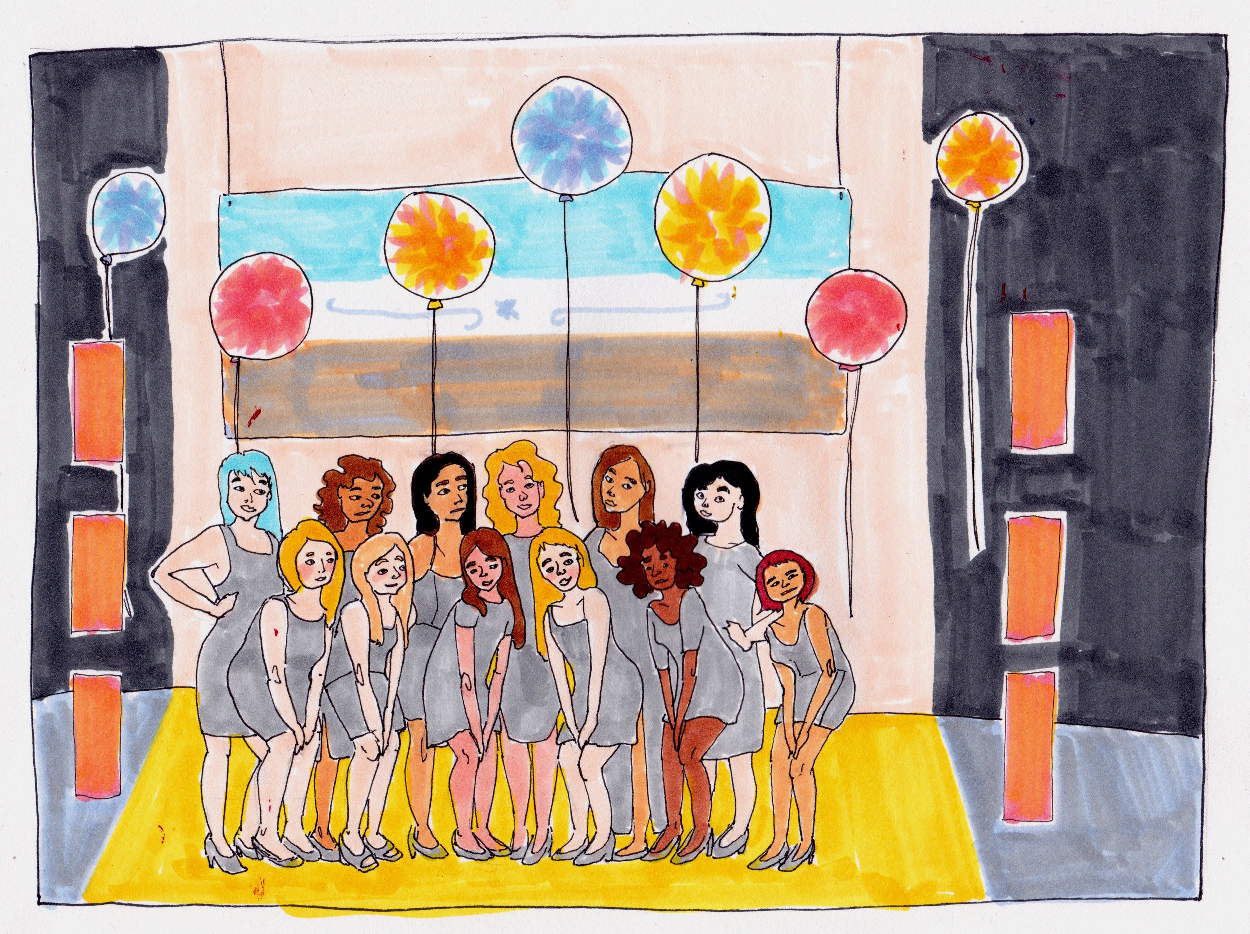 Illustration for Grey City story on Greek Life at the University of Chicago