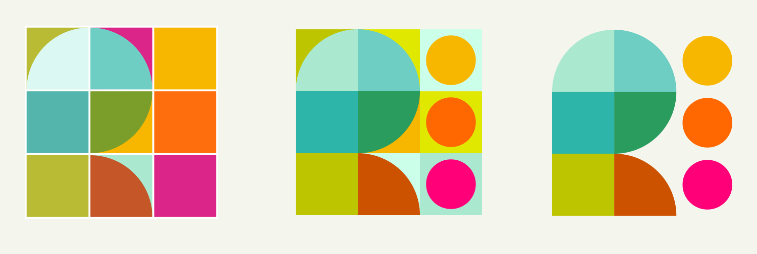 Icon evolution... Left: Initial concept Middle: Refined to work purely as shapes, without lines Right: Simplified for legibility 