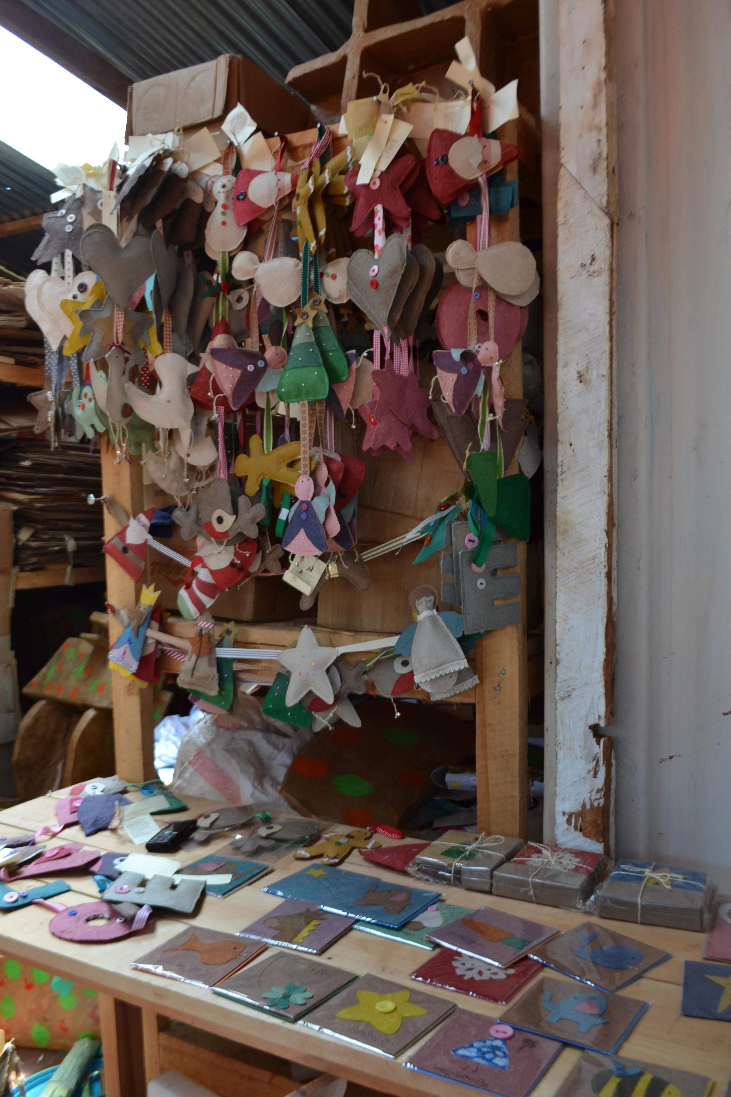Some of the hand-made SanctuaryArtists craft and paper products on sale in the UK and in Kenya. 