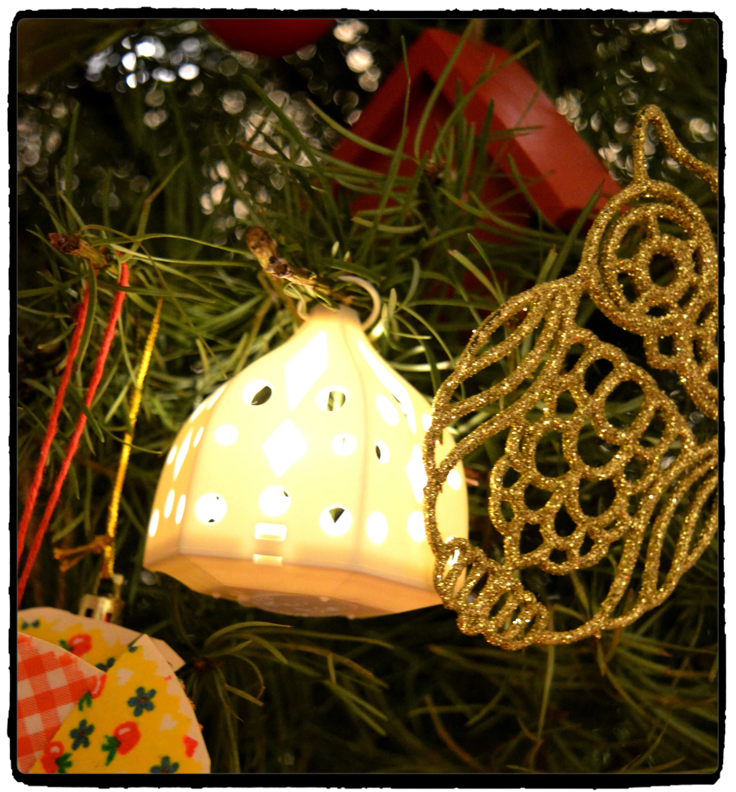 Our tree with self lightening Ikea ornaments