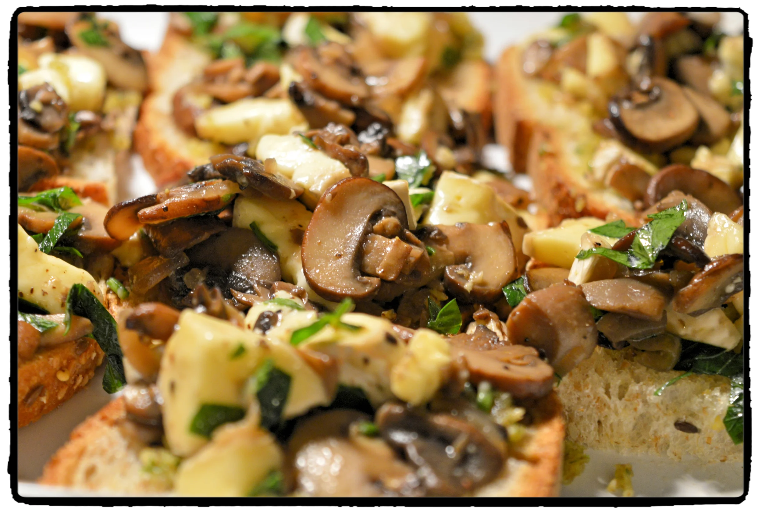 Mushroom - Brie on toasted bread..