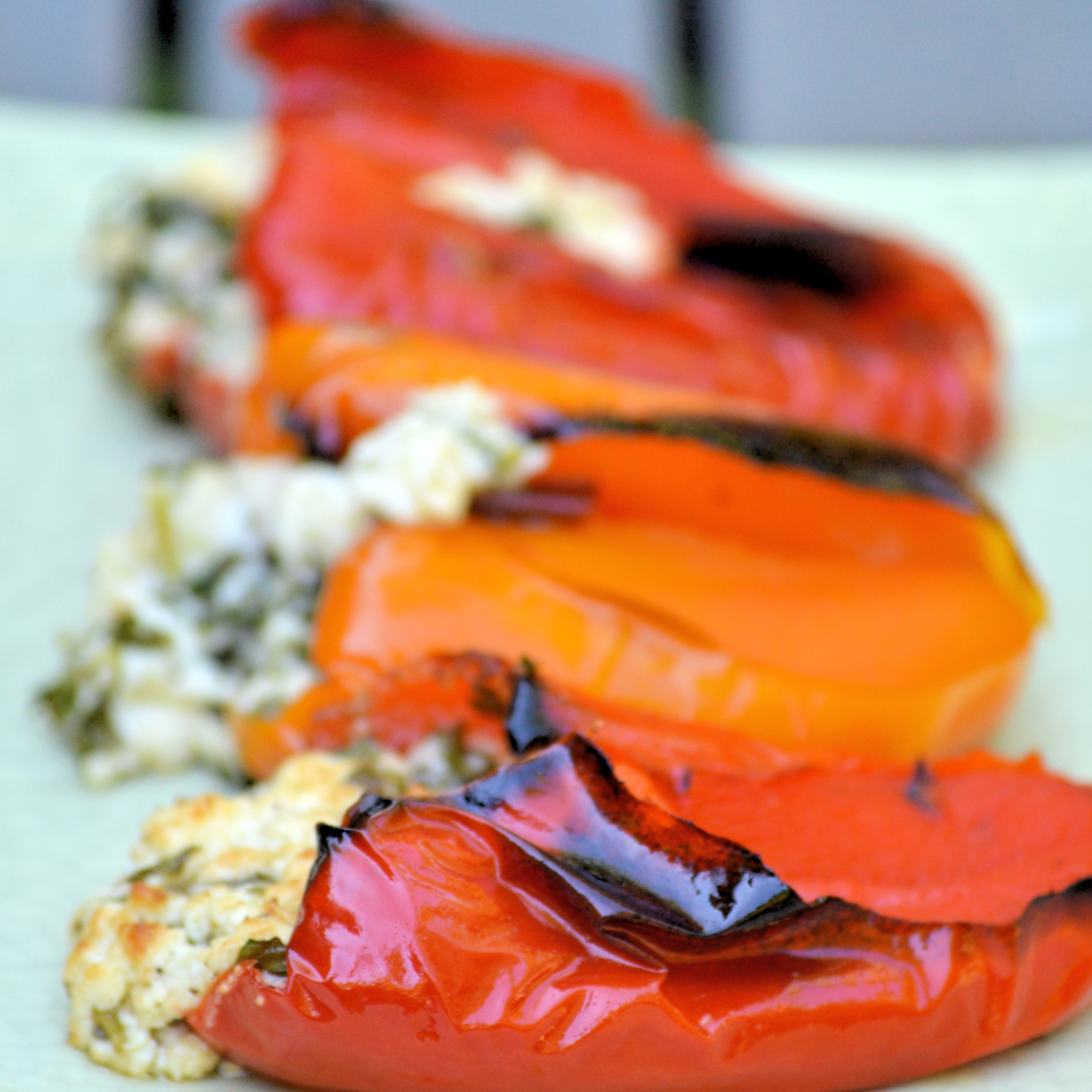 Roasted paprika filled with aromatic feta cheese Vegetarian / gluten free