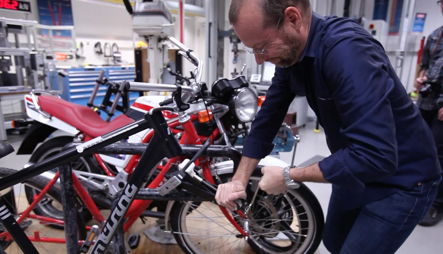 BicycleSPACE cofounder, Erik Kugler, at Abus' legendary lock fail test facility in Germany. 