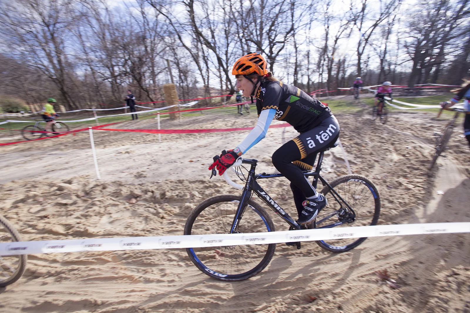 Ana tackles the sandpit in Occoquan Park at Bikeneticx. 