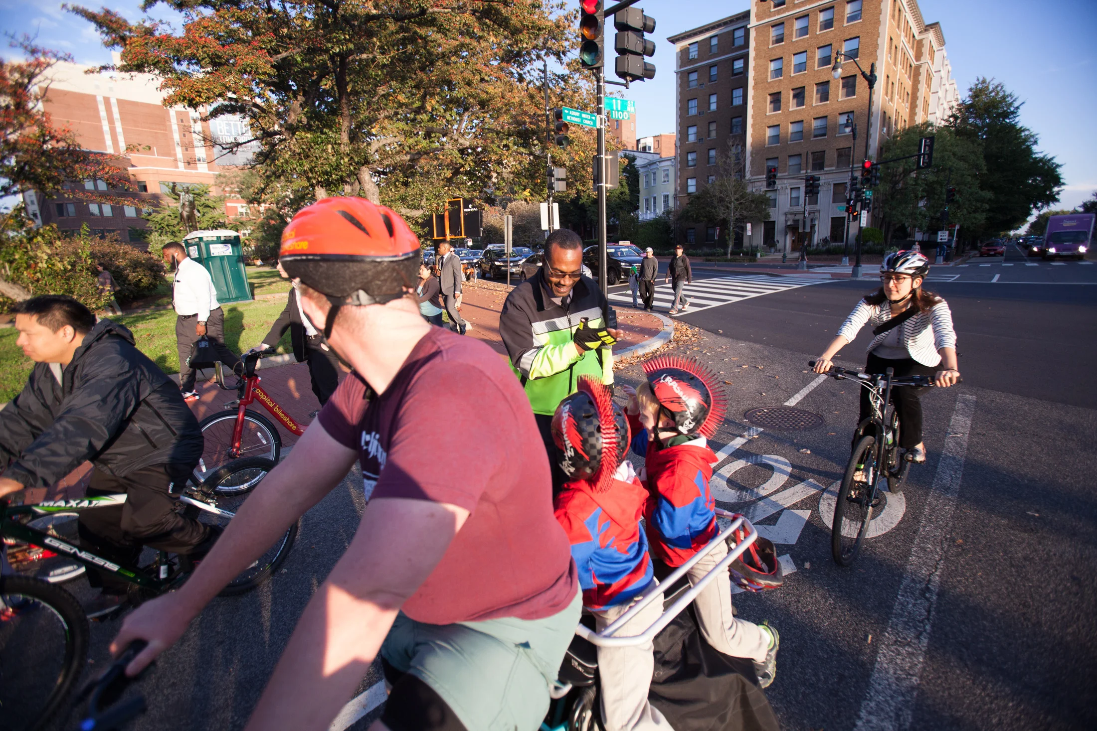 Tony the crossing guard happily gives out high-fives every morning!
