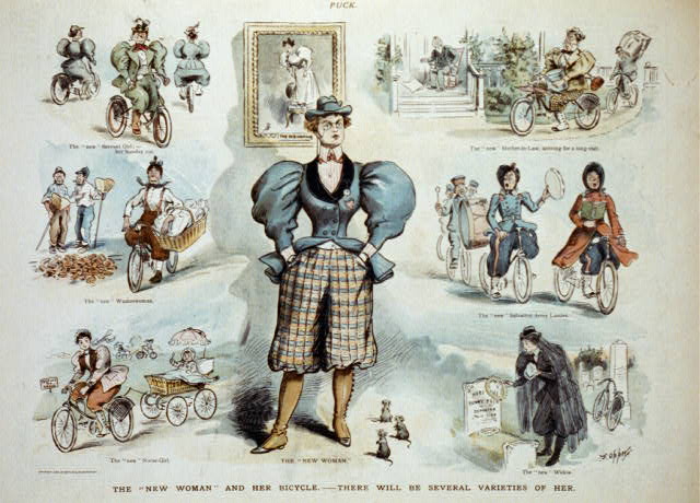 The "New Woman" and her bicycle - there will be several varieties of her / F. Opper. Library of Congress Prints and Photographs Division.