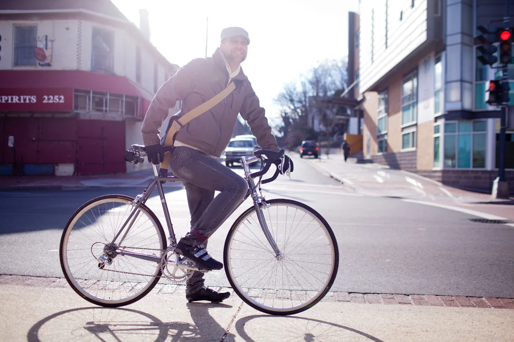 BicycleSPACE co-founder, Erik Kugler, on a steel Soma. 