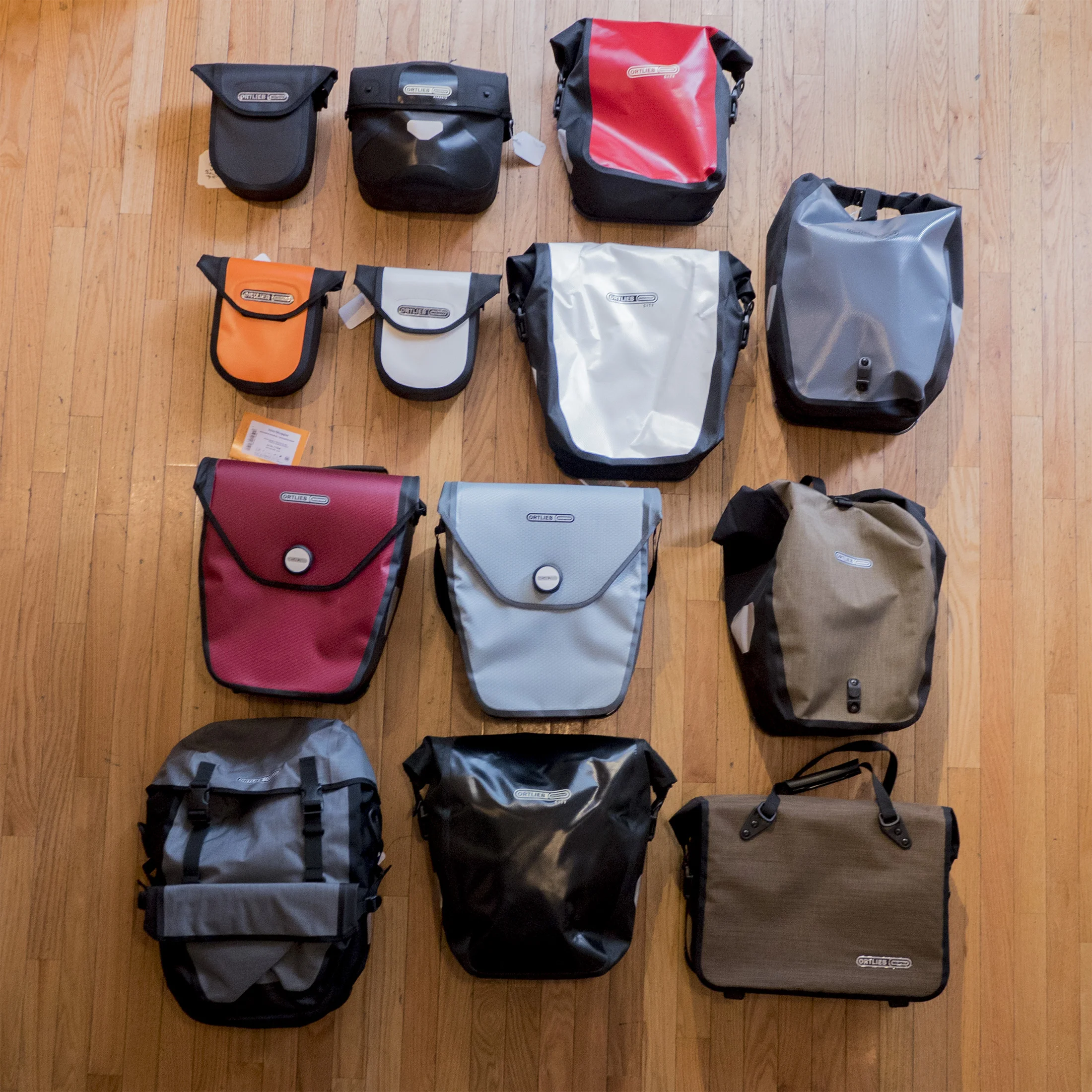 Waterproof Ortliebs of all shapes and sizes. 