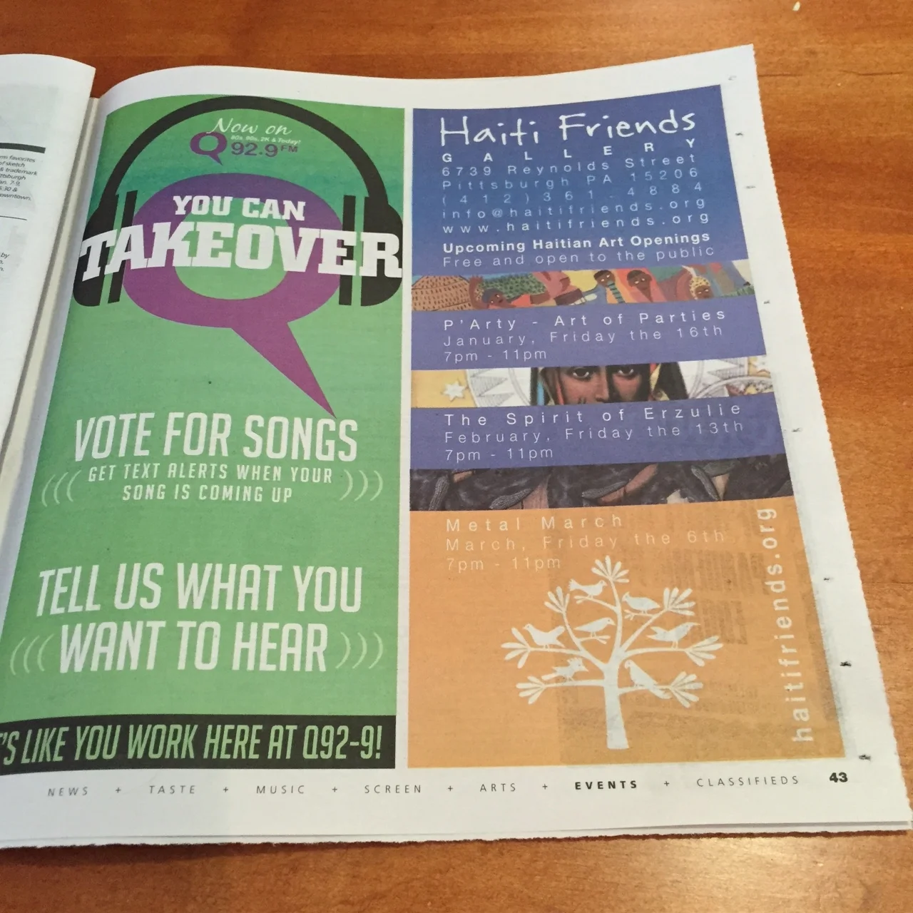 Ad for our next three art openings in the Pittsburgh City Paper 