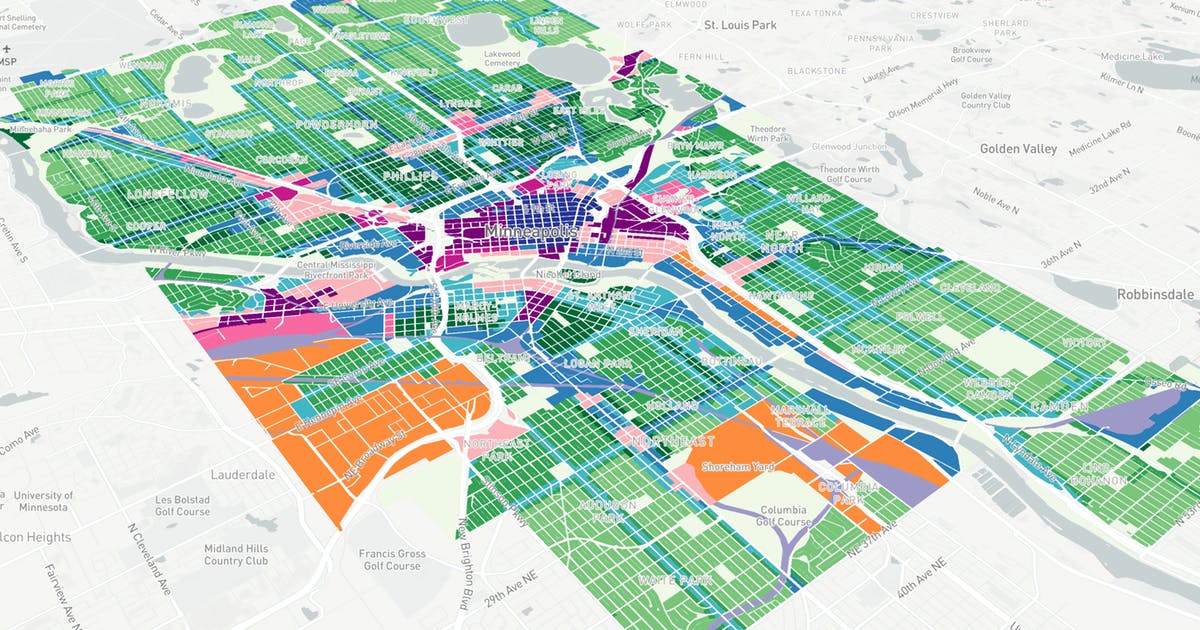 Star Tribune visualization of the Minneapolis 2040 plan by Alan Palazzolo
