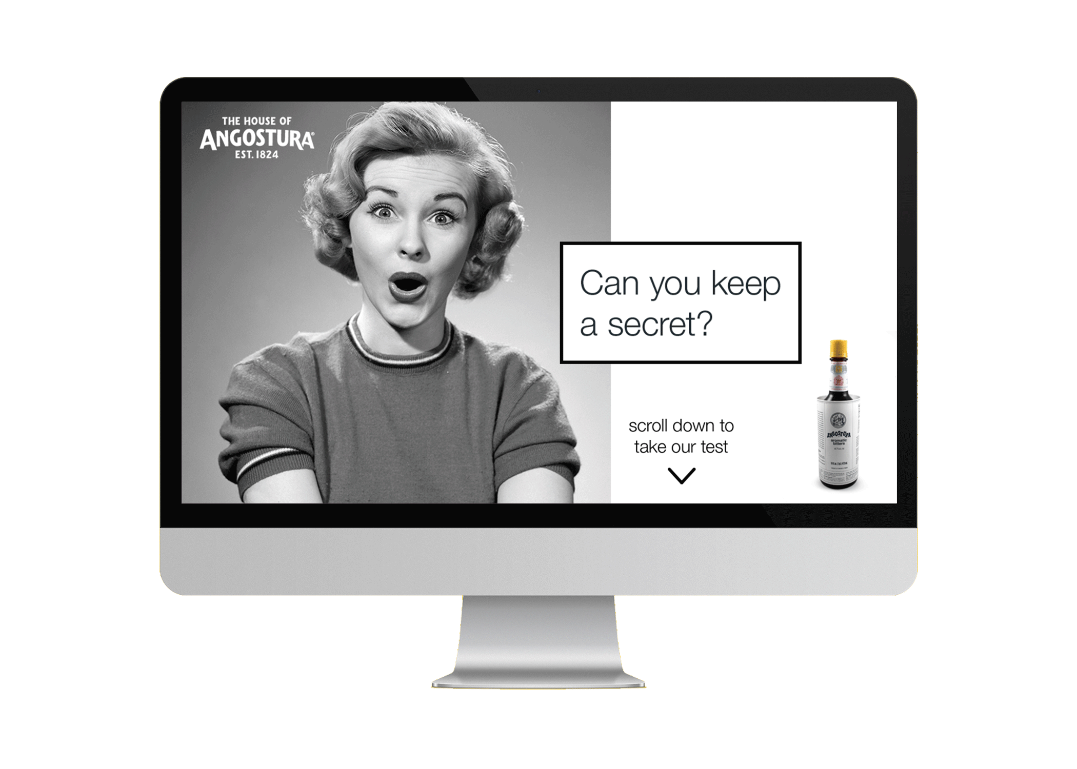 CANYOUKEEPASECRET.COM: Let’s create microsite where people can take a personality test to determine if they can keep a secret or not. Those who pass the test will join an underground “Secret Society Club” and get exclusive access to: Angostura speak…