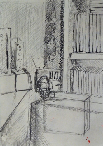 Front room 1 hour. pencil on paper
