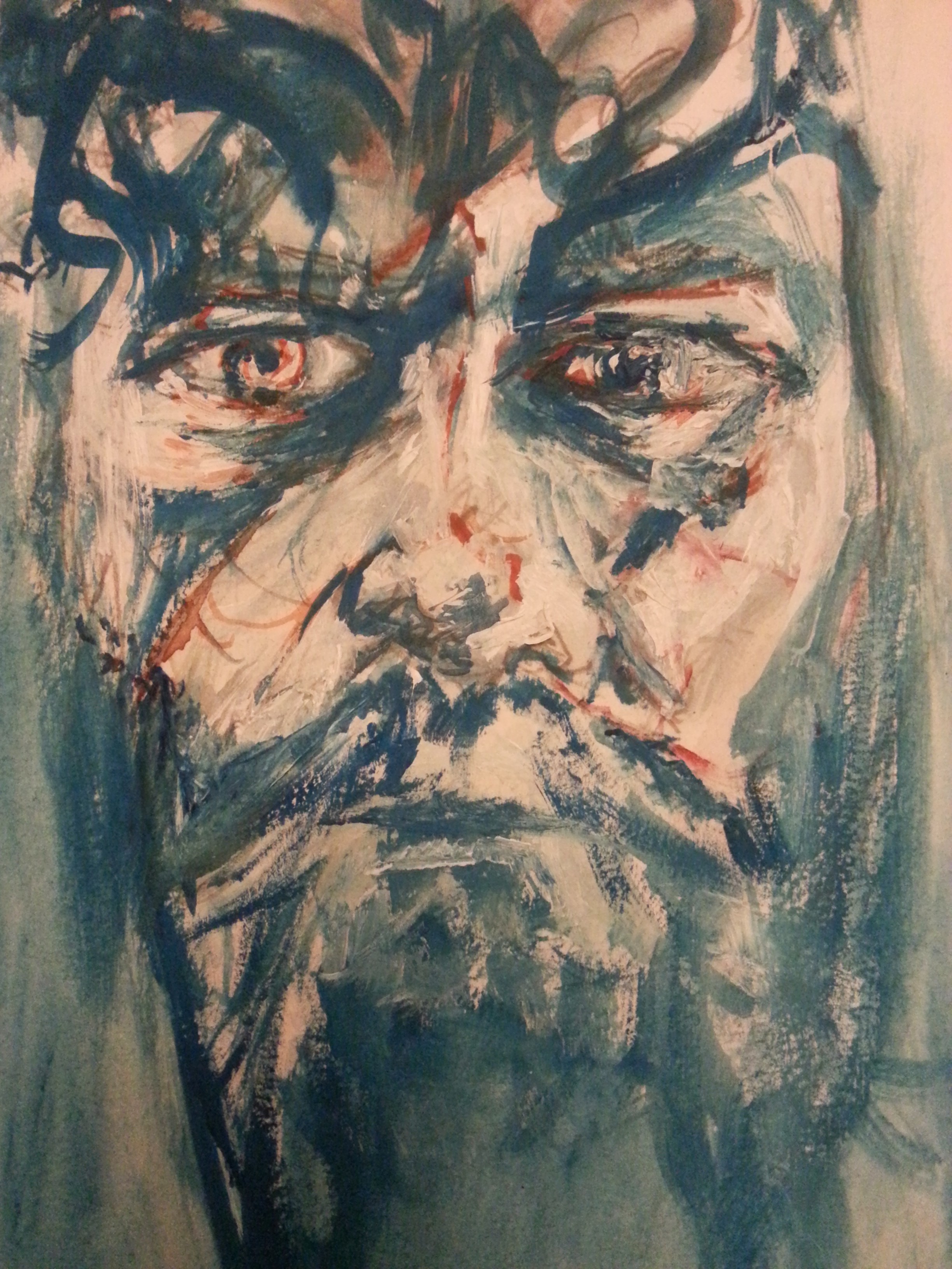 1hr elfy selfie. 10" x 7" , watercolour, acrylic and gouache on watercolour paper. 