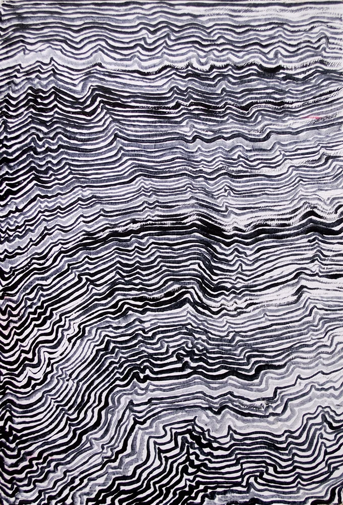 Lines, Oil on primed board, 10" x 7"