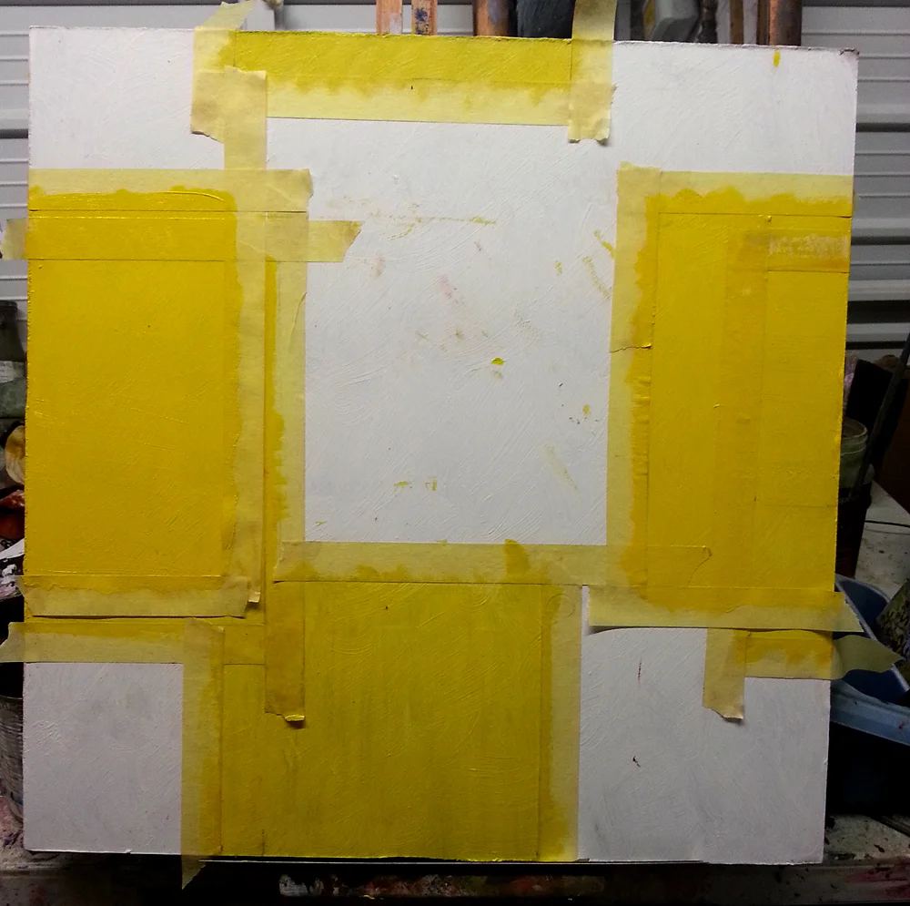 data set toilet, 20"x20", oil on primed board 