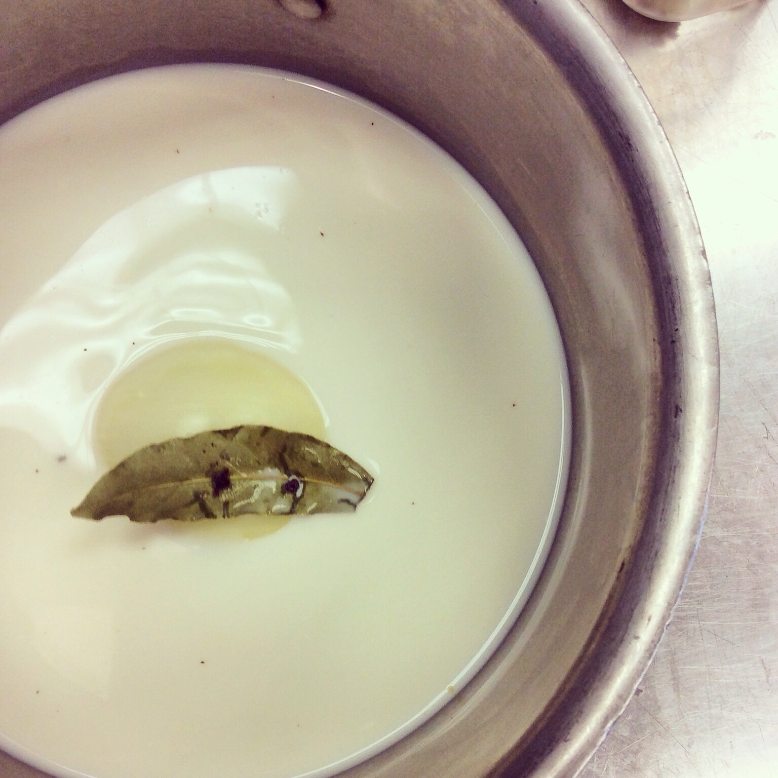 bechamel sauce with onion pique.