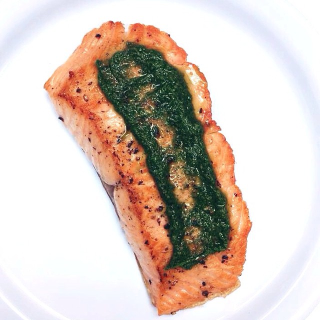 sauteed tranche of salmon with chimichurri 