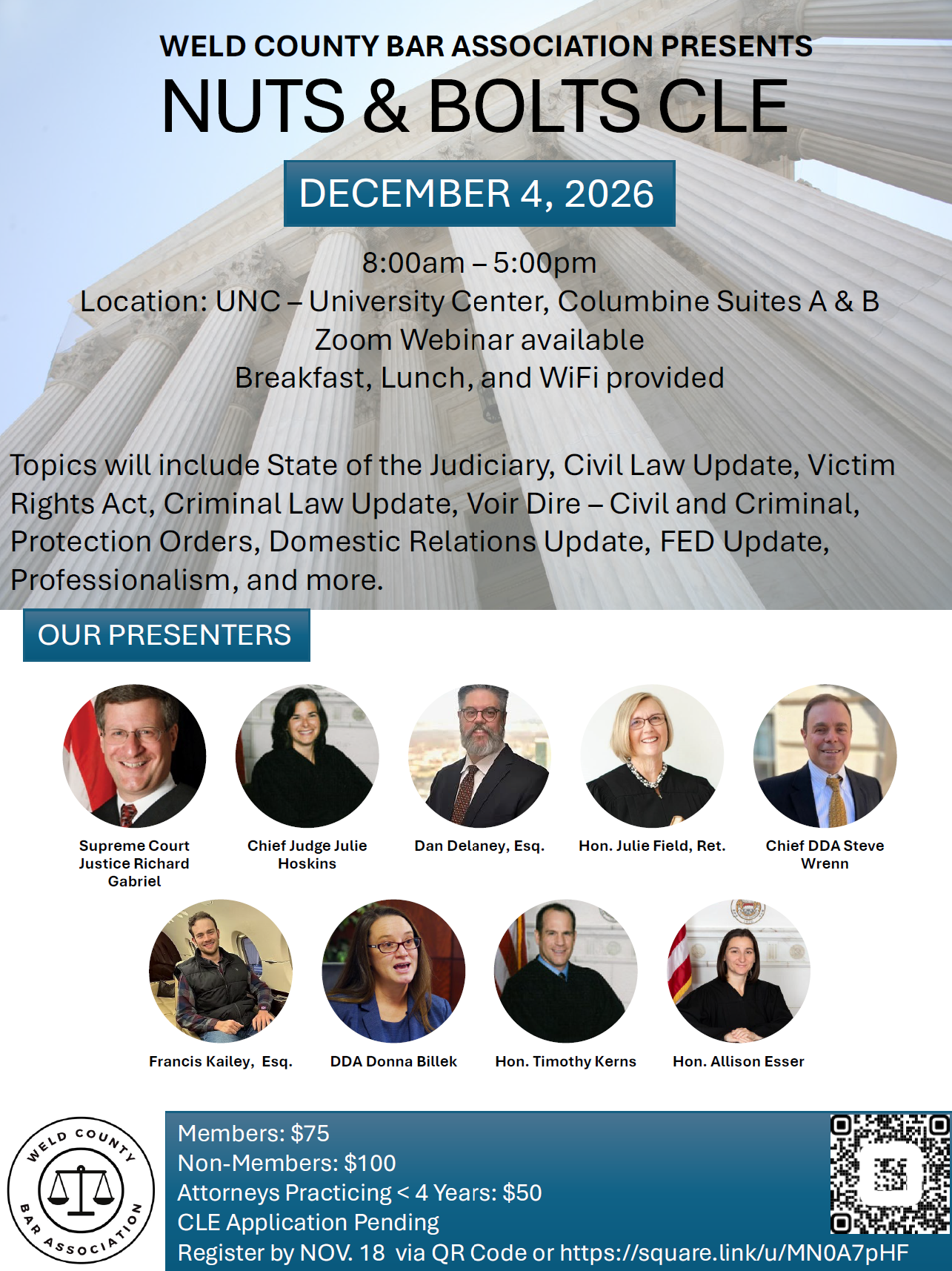 Weld County Bar Association Presents Nuts &amp; Bolts CLE 