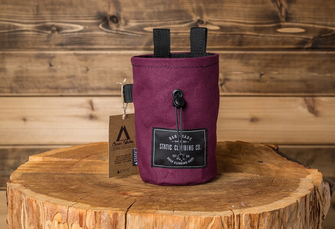 Canvas Chalk Bag Burgundy — STΛTIC Climbing