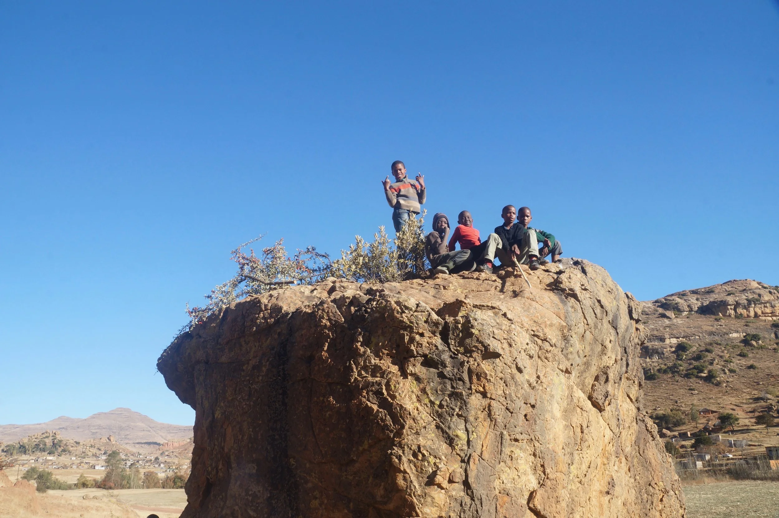 * A group of Basotho boys outside Butha Buthe joining the climbing scene. 