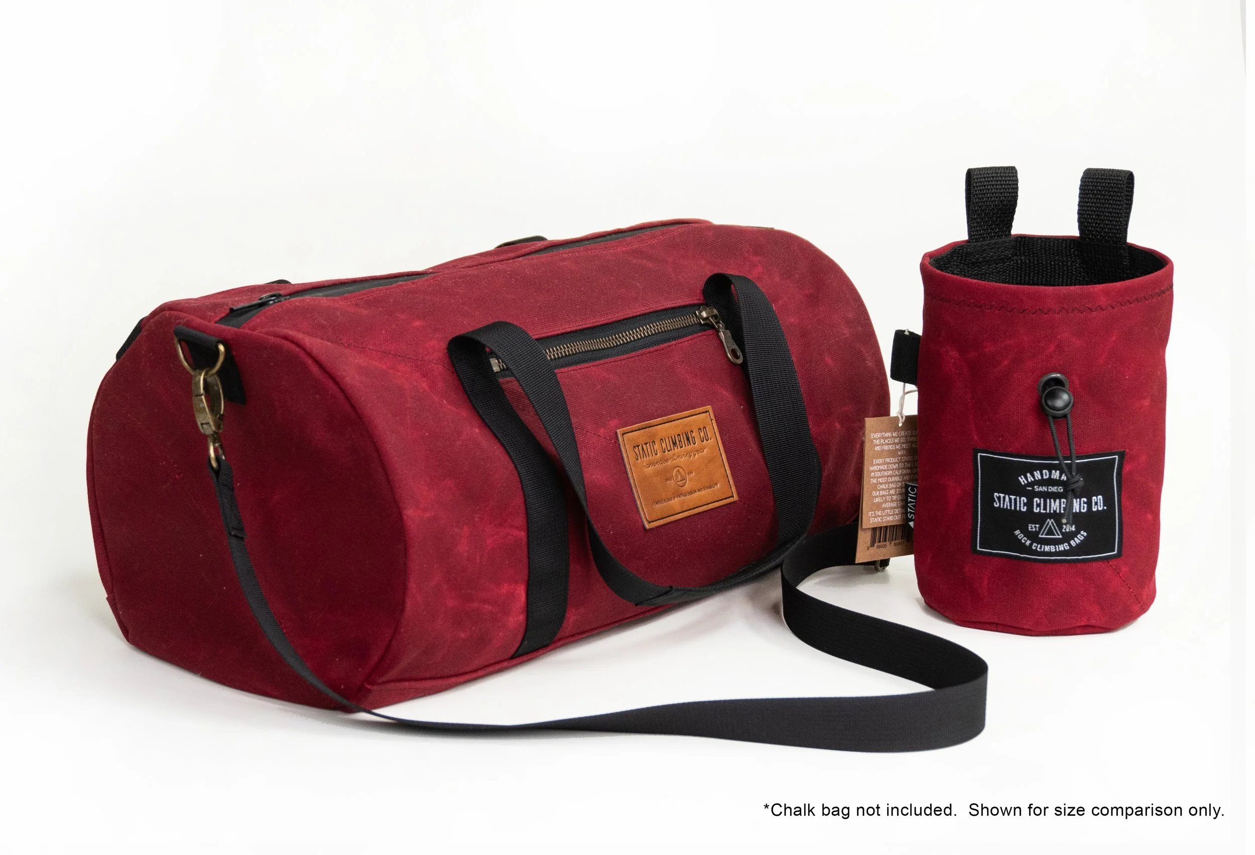 Waxed Canvas 16" Mini Duffel Oxblood — STΛTIC Climbing