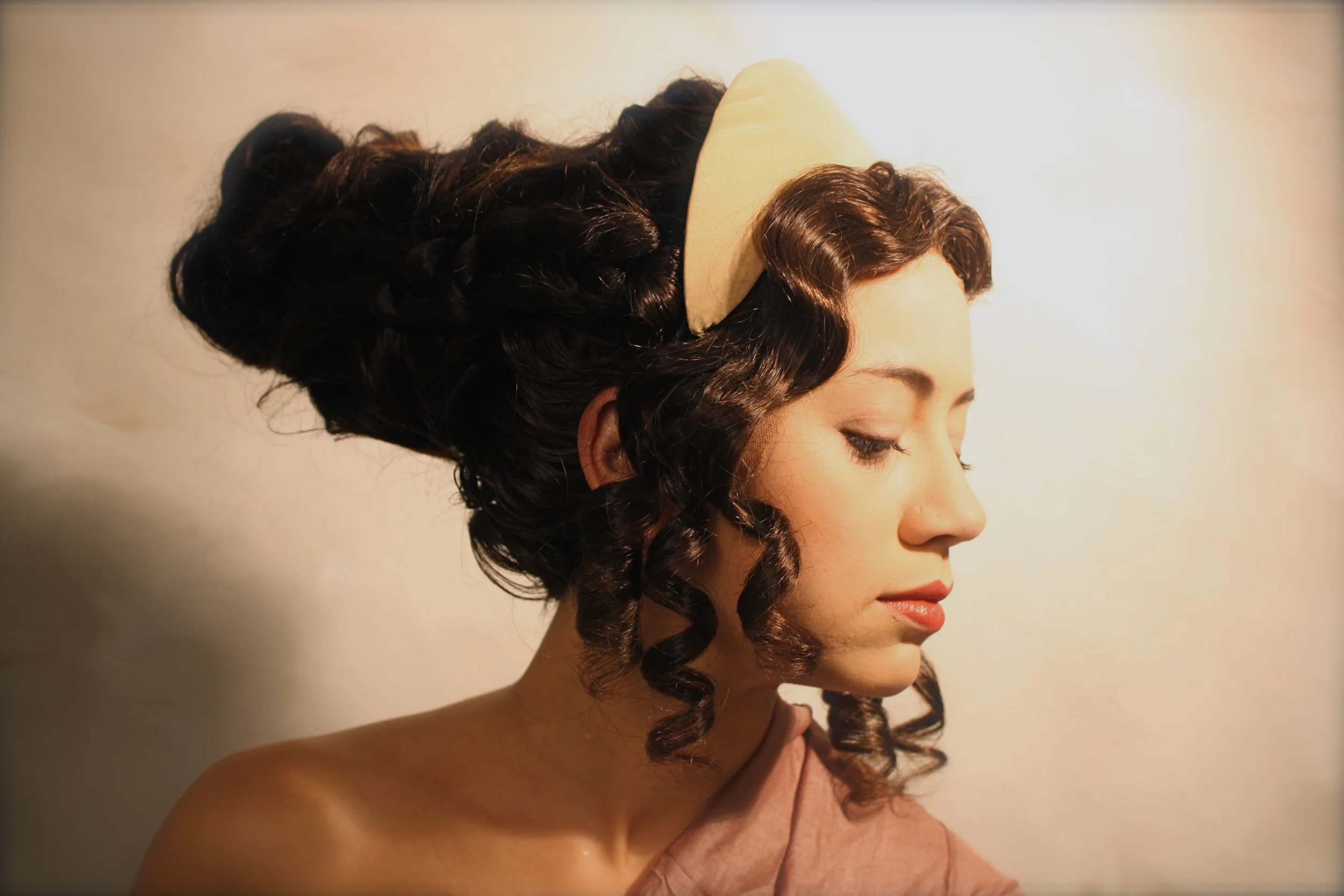 Styled Wig with Cage and Makeup Application